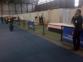 Q-Banner Conference Trade show signs with barriers