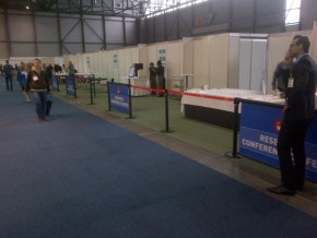 Q-Banner Conference Trade Show Signs With Barriers