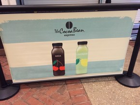 Fruit Juice Q-Banner Belt Stanchion Billboard Design Used At The Cocoa Bean Cafe