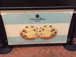 Baked Cookie Q-Banner Belt Stanchion Billboard Design Used At The Cocoa Bean Cafe