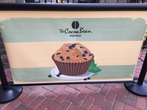 Muffin Q-Banner Belt Stanchion Billboard Design Used At The Cocoa Bean Cafe