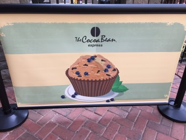 Muffin Q-Banner Belt Stanchion Billboard Design Used at the Cocoa Bean Cafe